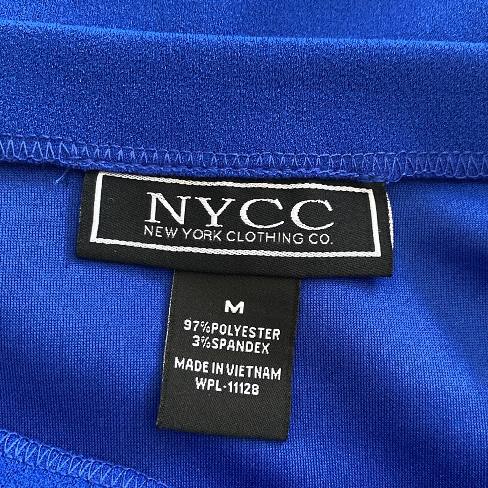 NYCC Women’s ocean blue pencil left side slit skirt with nine fabric buttons M - Picture 6 of 12